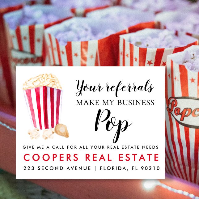real estate Your Referrals Make My Business Pop Announcement Postcard (Creator Uploaded)