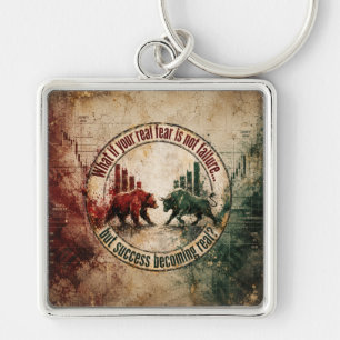Real Fear Is Not Failure Vintage Bull Bear Key Ring