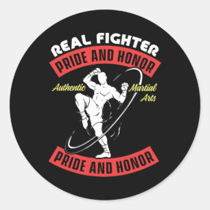 Real Fighter Muay Thai Mma Fight Authentic Martial Classic Round Sticker