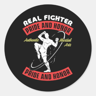 Real Fighter Muay Thai Mma Fight Authentic Martial Classic Round Sticker