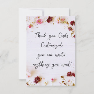 Real Floral Flat Thank You Card, customised Card