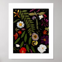 Real Flower Art Summer Cottage Garden Poster
