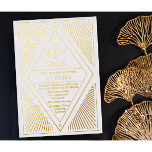 Real Foil Art Deco Geometric Kite Shape Wedding