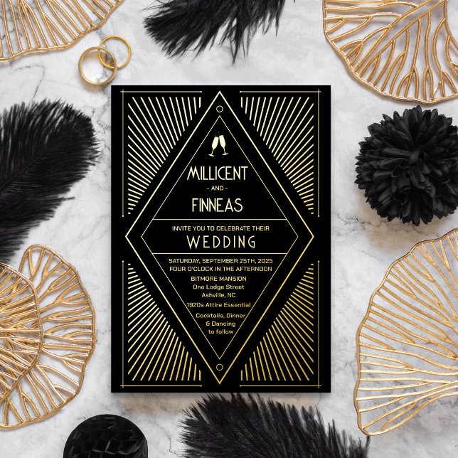 Real Foil Art Deco Geometric Kite Shape Wedding (Creator Uploaded)