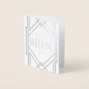 Real Foil Art Deco Wedding Invitation Card