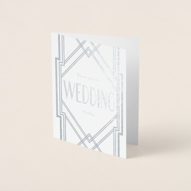Real Foil Art Deco Wedding Invitation Card (Front)