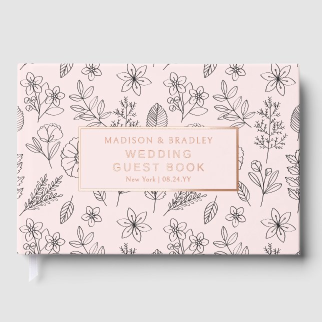 Real Foil Botanical Floral Wedding Guest Book (Front)