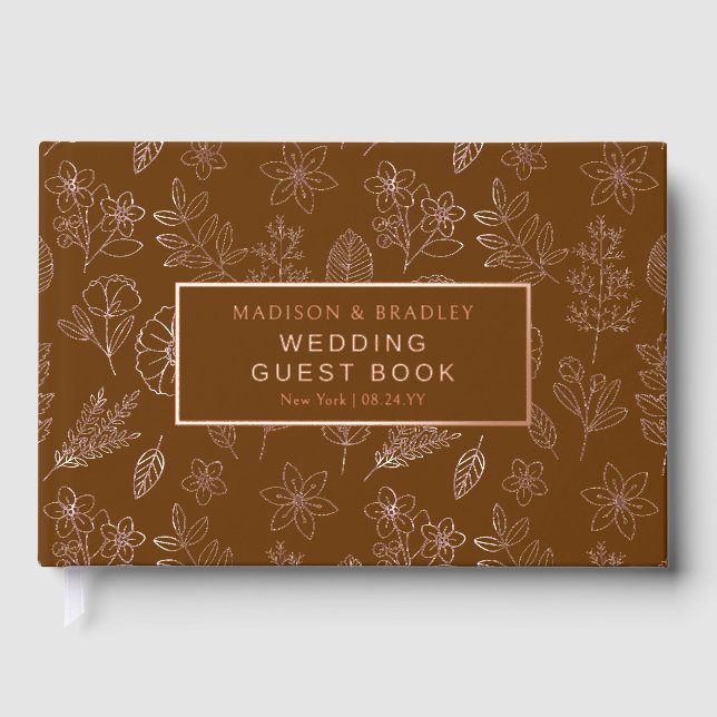 Real Foil Botanical Floral Wedding Guest Book (Front)