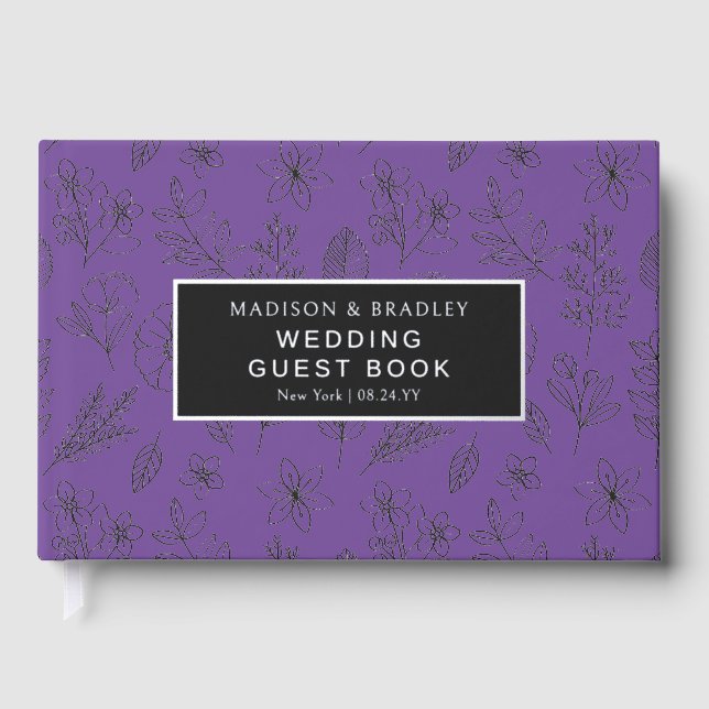Real Foil Botanical Floral Wedding Guest Book (Front)