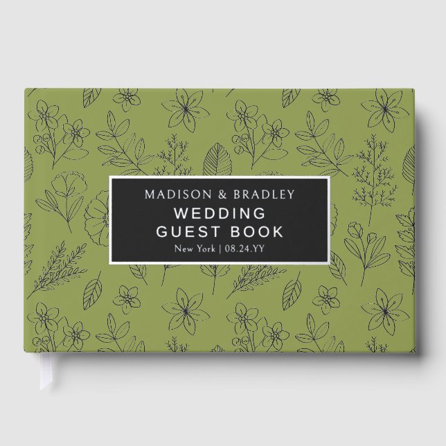 Real Foil Botanical Floral Wedding Guest Book (Front)