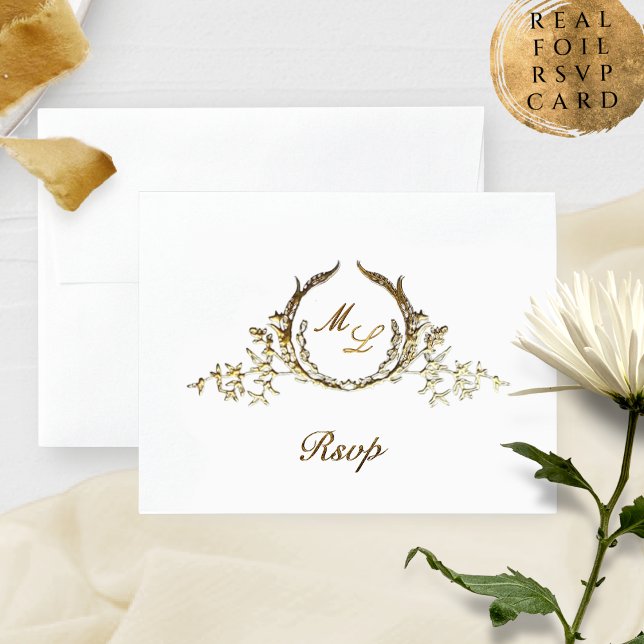Real Foil Calligraphy Monogram with /without RSVP Card (Creator Uploaded)