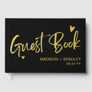 Real Foil Calligraphy Script Modern Wedding Guest Book