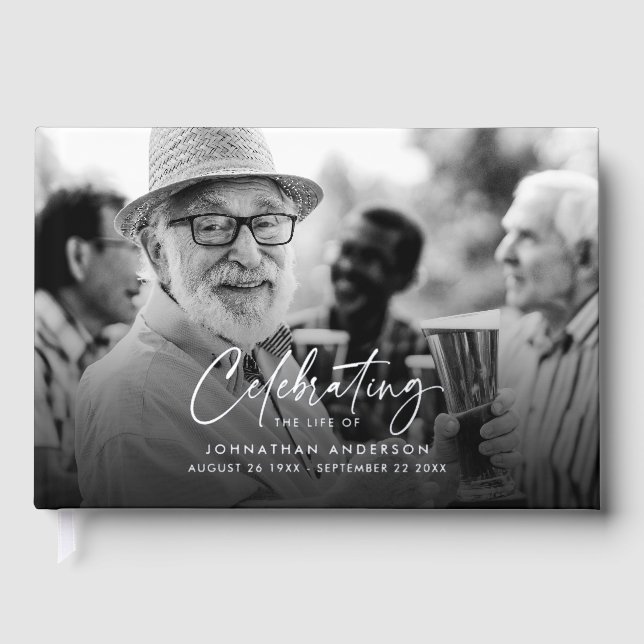 *REAL FOIL* Celebration Of Life Elegant 2-Photo Guest Book (Front)