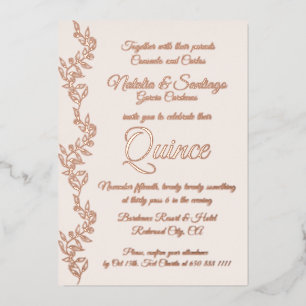 Real Foil Champagne Pink Twins Quince Invitation