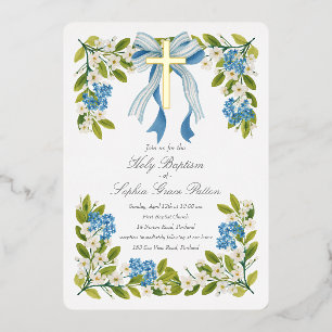 Real Foil Cross Baptism Invitation