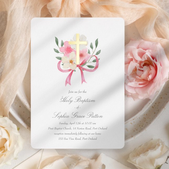 Real Foil Cross Baptism Invitation (Creator Uploaded)