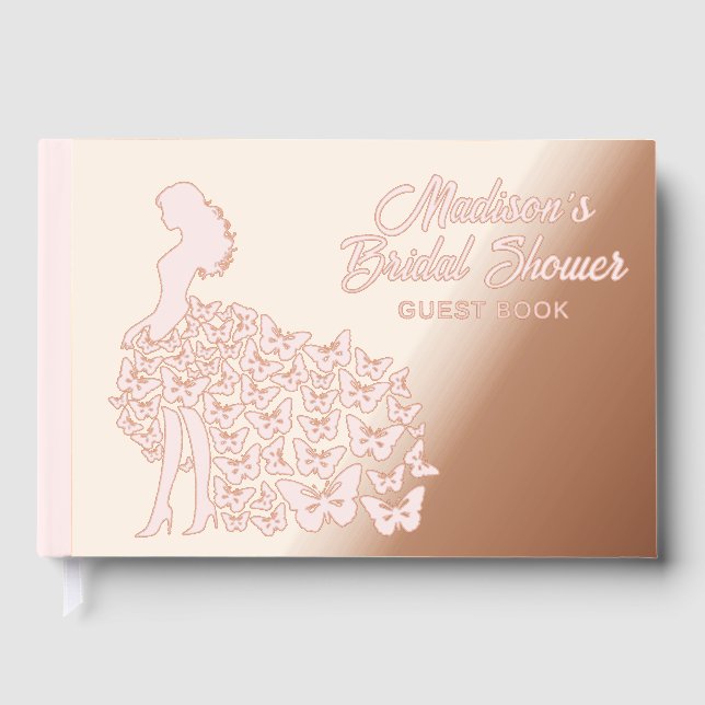 Real Foil Elegant Bride Bridal Shower Pink Guest Book (Front)