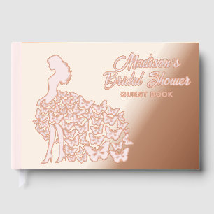 Real Foil Elegant Bride Bridal Shower Pink Guest Book