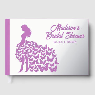 Real Foil Elegant Bride Bridal Shower Silver Guest Book
