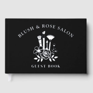 Real Foil Elegant Floral Black Makeup Business Guest Book