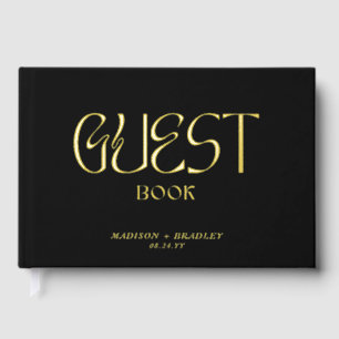 Real Foil Elegant Gold Calligraphy Script Wedding Guest Book