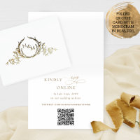 Real Foil Elegant Monogram QR code RSVP Online