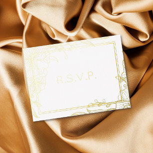 Real Foil Floral Blooms Foliage Meal RSVP  Foil Invitation Postcard
