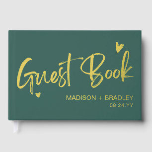 Real Foil Gold Calligraphy Script Modern Wedding Guest Book