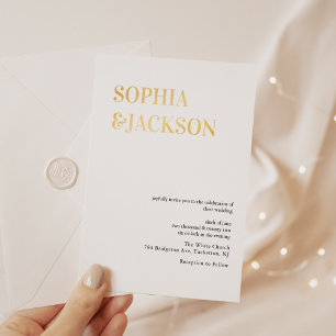 Real Foil Gold Modern Minimal Calligraphy Wedding