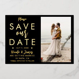 Real Foil Gold Save The Date Photo Engagement