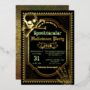 Real Foil Gothic Black Gold Skull Halloween Party