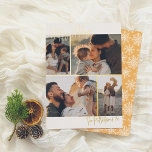 Real Foil | Handwriting 4 Multi-Photo Christmas Foil Holiday Card<br><div class="desc">Add some shine to your Christmas cards with real gold, silver, or rose gold foil! This classic and timeless metallic style is sure to add another level to your cards. Modern minimalist 4 photo collage Christmas holiday cards. The front of this card is decorated with a simple collage made up...</div>