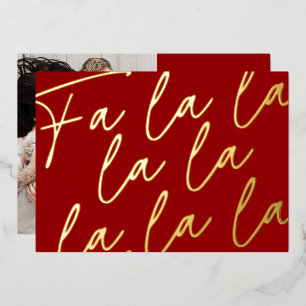 REAL FOIL Handwritten Fa La La La Photo Christmas Holiday Card