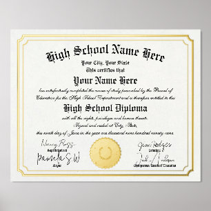 Real foil High School Graduate Diploma homeschool  Prints