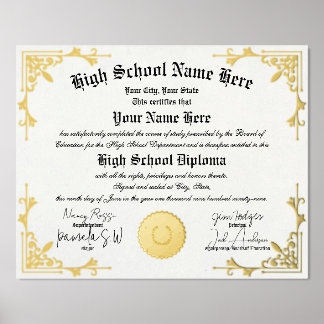 Real foil Home School Graduate Diploma homeschool  Prints