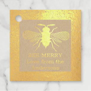 Real Foil Honey BEE Merry Christmas Gifts Favours Favour Tags