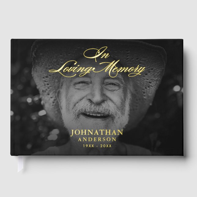 *REAL FOIL* In Loving Memory Elegant 2-Photo Guest Book (Front)