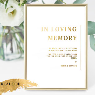 Real Foil In Loving Memory Minimalist Wedding Sign