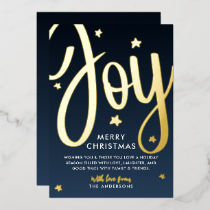 *REAL FOIL* Joy Merry Christmas / Happy Holidays Foil Holiday Card