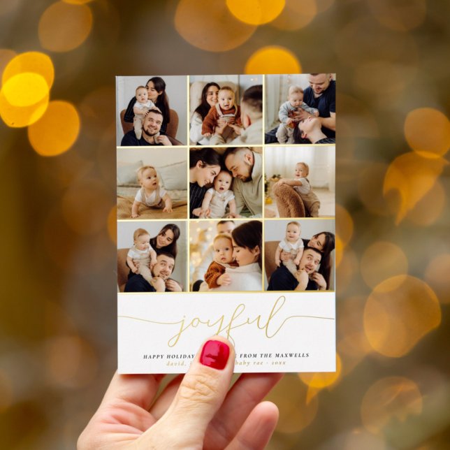 Real Foil Joyful Christmas Photo Collage Holiday (Creator Uploaded)