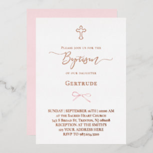 real foil little pink bow Baptism