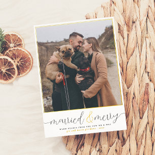 Real Foil Married & Merry Christmas Holiday Photo