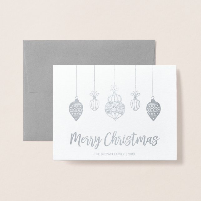 Real Foil Merry Christmas Photo Greeting Card (Front With Envelope)