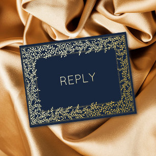 Real Foil Minimal Leaf Foliage Meal RSVP Foil Invitation Postcard