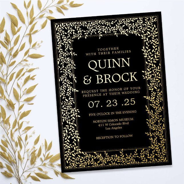 Real Foil Minimal Leaf Gold Foliage Wedding (Creator Uploaded)