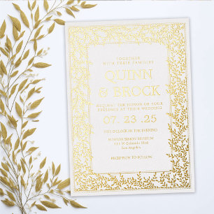 Real Foil Minimal Leaf Gold Foliage Wedding