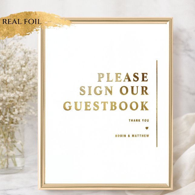 Real Foil Minimal Wedding Guest book Sign (Creator Uploaded)