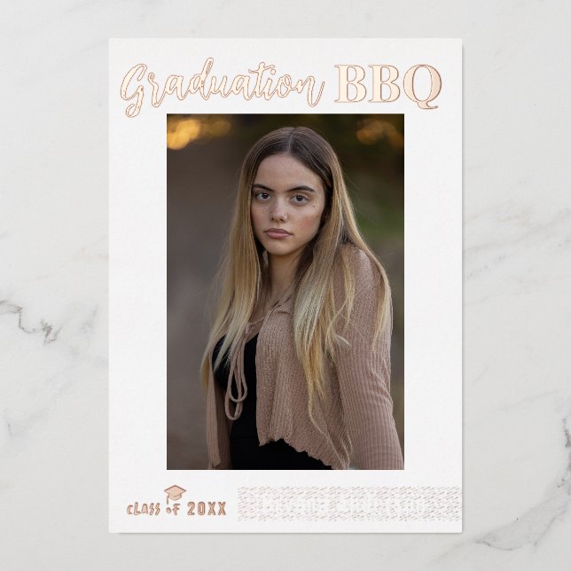 Real Foil Modern Graduation Photo Party BBQ (Front)