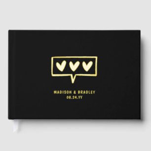 Real Foil Modern Love Hearts Wedding Guest Book