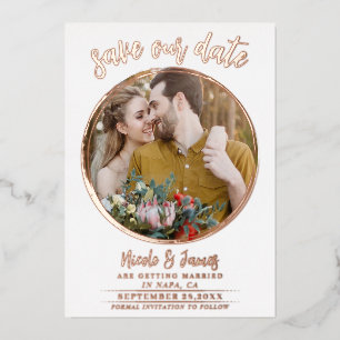 Real Foil Modern Save the Date Photo Wedding 
